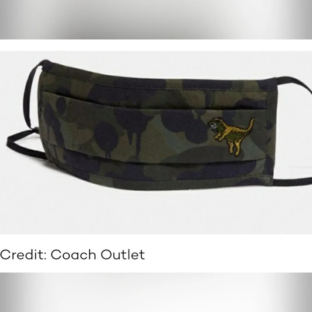 NWT Coach Rexy Wild Beast Camo Face Mask. One size. 100% cotton.